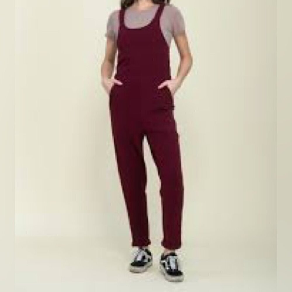 Orb Kay Brushed Jersey Jumpsuit Overalls Wide Strap S